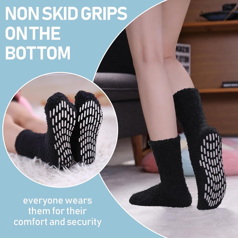 Yebing Store Non Slip Hospital Socks for Women with Grips Fuzzy Cozy Anti Skid Slipper Socks Winter Warm Soft Fluffy Sleep Socks - Image 2